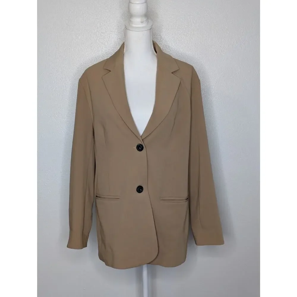 Ran 2 Oversized Tan Blazer / Suit Jacket Large Single Breasted - Picture 5 of 8